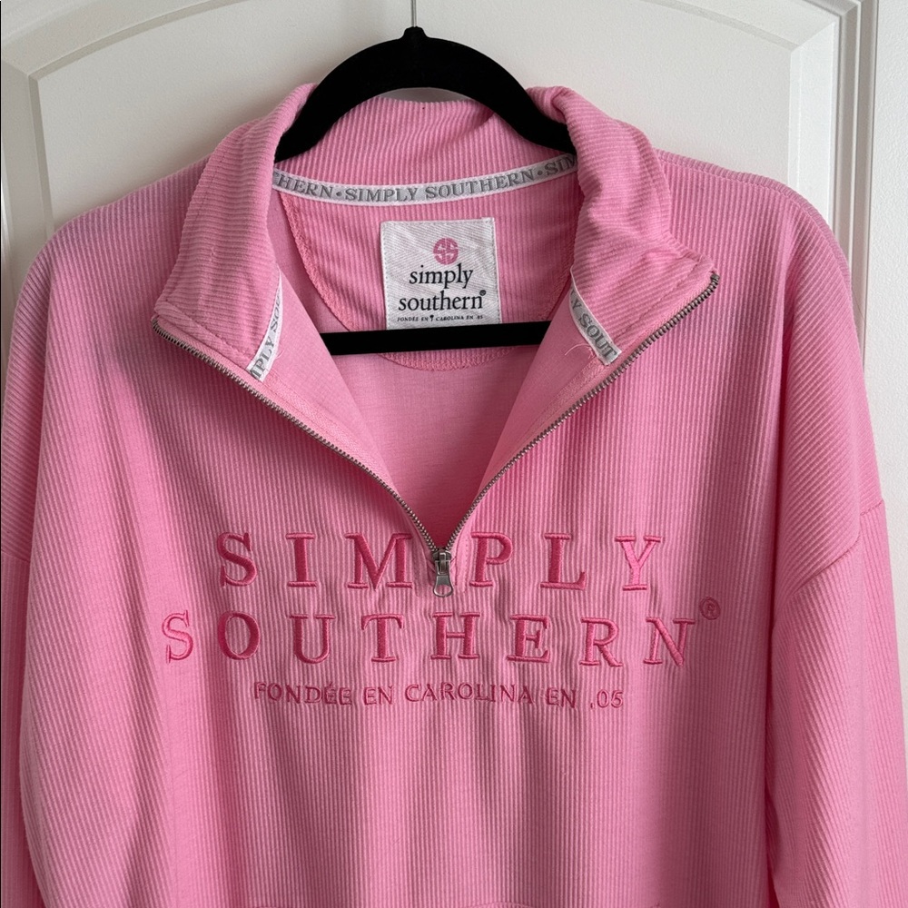 Simply Southern Pink Half-Zip Sweatshirt - Picture 5 of 8